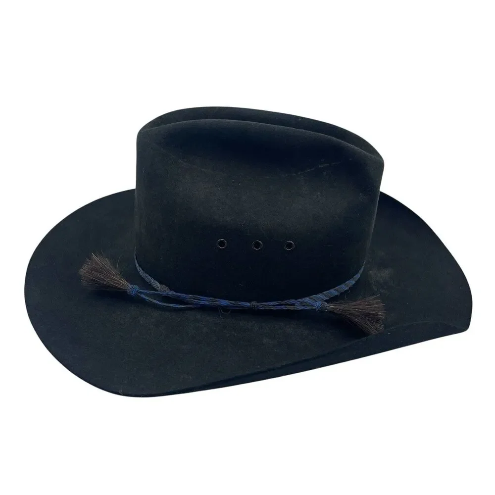 Vintage Union Made Stetson 4x XXXX Beaver Black Cowboy Hat Sz 6 7/8
